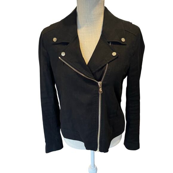 Cuyana Jackets & Blazers - Cuyana Black Moto Jacket Women’s Size S Straight-Zip Detail